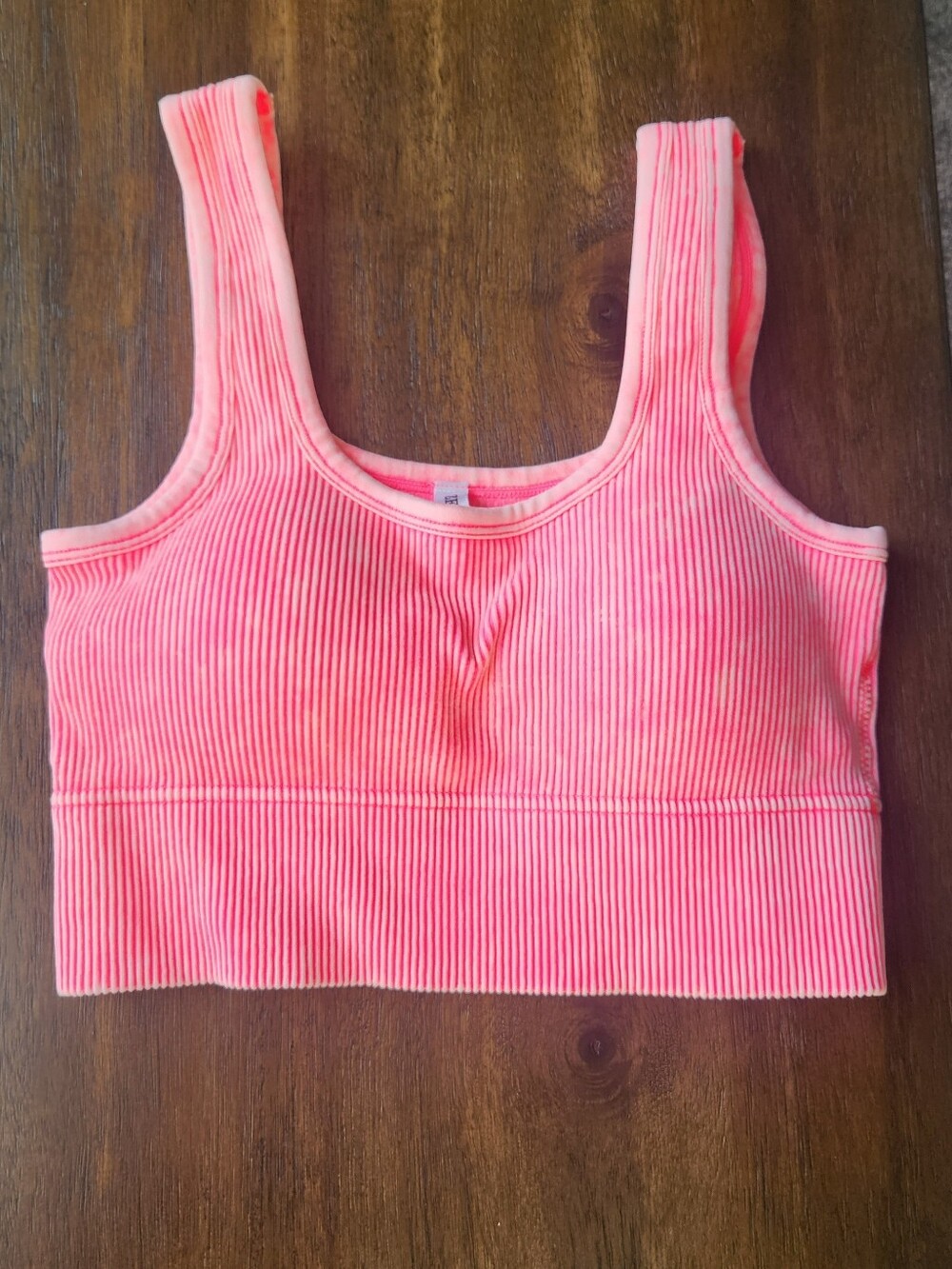 Zenana Square Neck Washed Pink Brami w/Built In Pads S/M